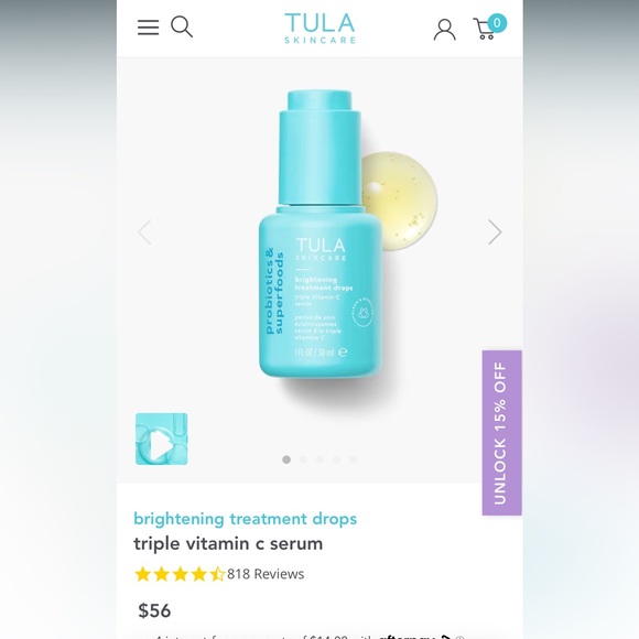 Tula Skincare Nib Unused And Unopened Brightening Treatment Drops